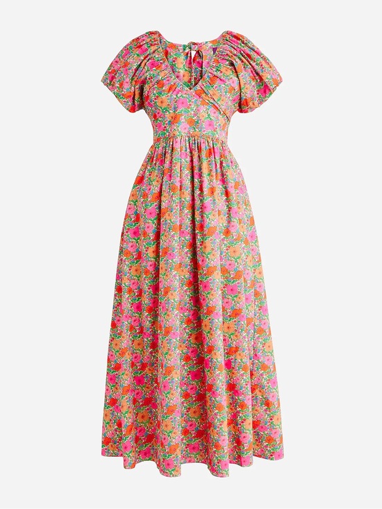J. Crew Dresses & Skirts - J.Crew Liberty London Bow Puff Sleeve Floral Maxi Dress Pink Meadow Song Plus 24